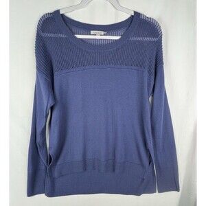 TOAD & CO Sweater Women’s Large Blue Merino Wool Organic Cotton Open Knit